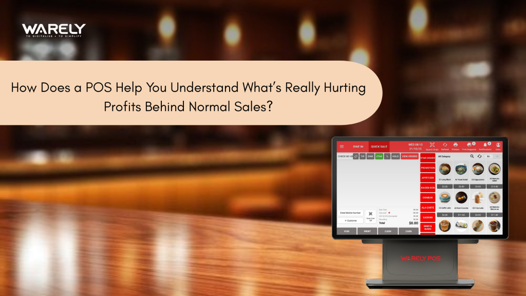 Modern POS system dashboard showing real-time sales, inventory tracking, and profit insights.