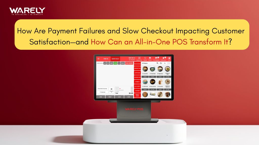 Retail checkout counter using an all-in-one POS system to reduce payment failures and speed up customer transactions