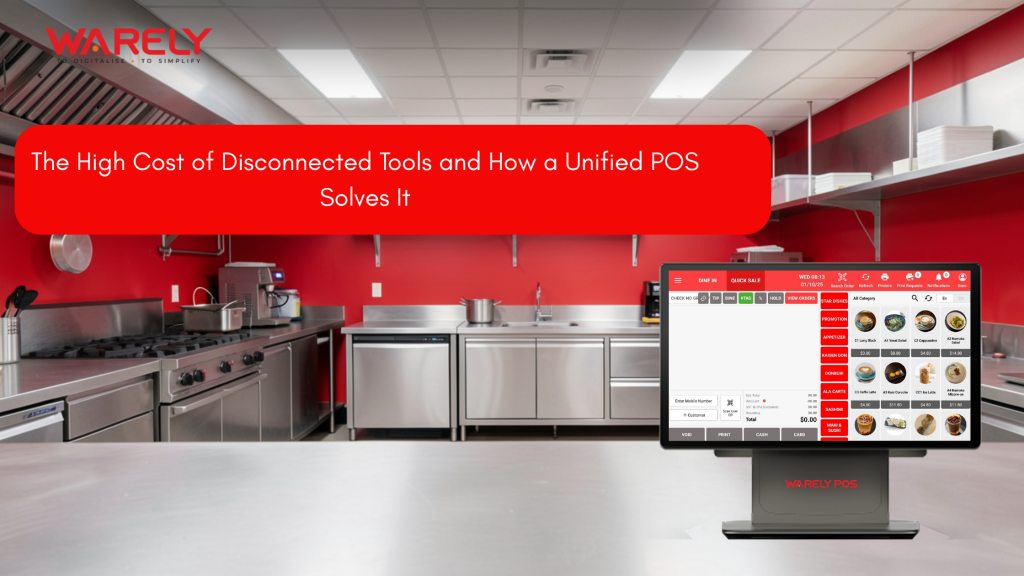 Unified POS system dashboard integrating sales, inventory, and accounting in a restaurant