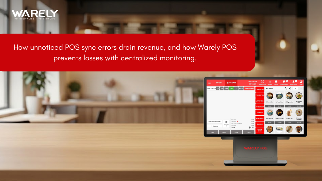 Restaurant POS system dashboard showing centralized monitoring preventing sync errors across delivery platforms.
