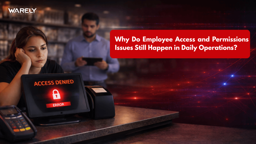 Restaurant manager reviewing POS system after unauthorized discount during busy shift